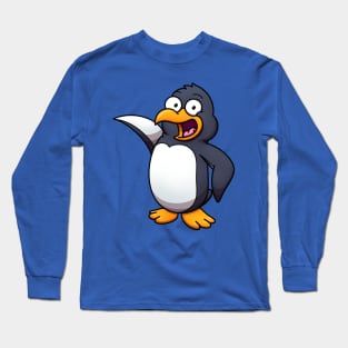 Cute Friendly Cartoon Penguin Long Sleeve T-Shirt